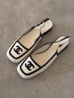 Chanel CC Logo Patent Trim Flat Slingbacks - Image 4