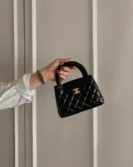 CHANEL Black Quilted Top-Handle Bag - Image 2