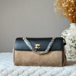 Chanel Quilted Suede & Grained Leather Flap Bag with Chain