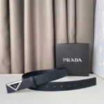 Prada Triangle Logo Leather Belt - Image 6