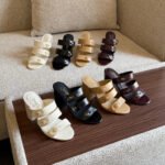 Chanel Patent Leather Multi-Strap Block Heel Sandals with CC Button