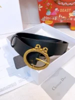 DIOR CD Navy Black Leather Belt - Image 6