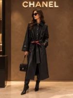 Chanel Long Leather Trench Coat - Image 4