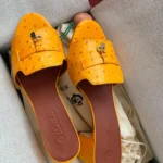 Loro Piana Ostrich Leather Block-Heel