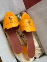 Loro Piana Ostrich Leather Block-Heel