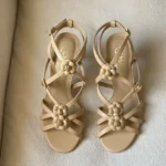 Chanel Camellia Flower Strappy Heeled Sandals