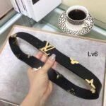 LOUIS VUITTON Black Leather LV Initiales Monogram Flower Belt