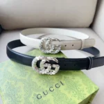 GUCCI Crystal Double G Leather Belt - Image 8