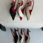 Valentino Garavani VLogo Patent Cap-Toe Leather Kitten Slingback Pumps