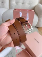 Miu Miu Logo Buckle Leather Belt - Image 9