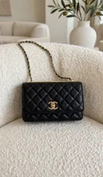 CHANEL Quilted Gold Bar Chain Flap Bag - Image 3