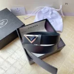 Prada Triangle Logo Leather Belt - Image 2