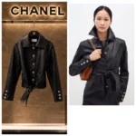 Chanel Leather Jacket with Belt - Image 4