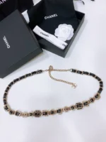 CHANEL Gold-Tone CC Leather Chain Belt