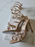 René Caovilla Cleo Crystal-Embellished Spiral Bow Sandals - Image 5