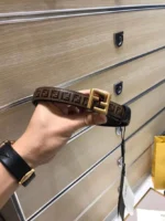 Fendi FF Logo Embossed Leather Belt - Image 6