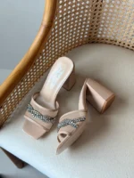 Gina Crystal-Embellished High-Heed Mules - Image 3