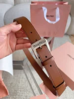 Miu Miu Logo Buckle Leather Belt - Image 2