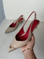 Valentino Garavani VLogo Patent Cap-Toe Leather Kitten Slingback Pumps - Image 7