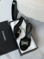 اChanel CC Bow Embellished Kitten Heel Mules - Image 7