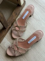 Aquazzura Crystal Embellished Mules / Sandals