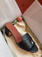 Loro Piana Ostrich Leather Block-Heel - Image 13