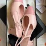 Chanel Two-Tone Slingback Block Heel Pumps / D'Orsay Shoes