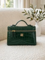 CHANEL Croc Pattern Zip Vanity Bag - Image 3