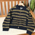 Miu Miu Striped Knit Zip Cardigan
