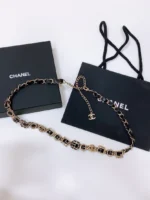CHANEL Gold-Tone CC Leather Chain Belt - Image 8