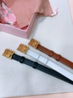MIU MIU — Leather Belt with Logo Buckle