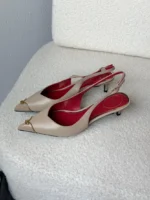 Valentino Garavani VLogo Patent Cap-Toe Leather Kitten Slingback Pumps - Image 6