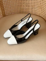Chanel Two-Tone Slingback Pumps with CC Logo - Image 6