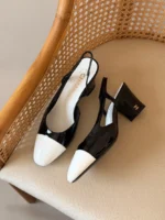 Chanel Two-Tone Slingback Pumps with CC Logo - Image 7