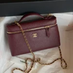 Chanel Burgundy Caviar Vanity Case with Chain