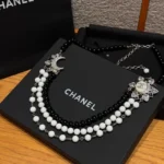 Chanel CC Crystal Embellished Black and White Beaded Chain Belt