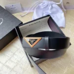 Prada Triangle Logo Leather Belt