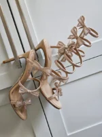 René Caovilla Cleo Crystal-Embellished Spiral Bow Sandals - Image 4