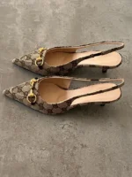 Gucci Canvas Slingback Pump with Horsebit