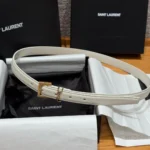 SAINT LAURENT — Cassandre Square Buckle Belt - Image 12