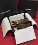 SAINT LAURENT — Cassandre Square Buckle Belt - Image 6