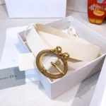 DIOR CD Navy Black Leather Belt