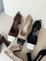 Chanel Two-Tone Suede Slingback Pumps - Image 10