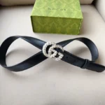 GUCCI Crystal Double G Leather Belt - Image 6