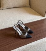 Chanel Two-Tone Pointed-Toe Slingback Pumps - Image 2