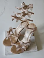 René Caovilla Cleo Crystal-Embellished Spiral Bow Sandals - Image 3