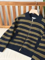 Miu Miu Striped Knit Zip Cardigan - Image 3