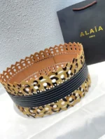 Alaïa Leopard Print Laser-Cut Leather Corset Belt - Image 2