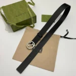 GUCCI Interlocking G Black Leather Belt - Image 8