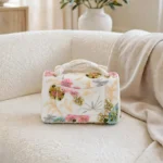 CHANEL Floral Embroidered Top Handle Flap Bag